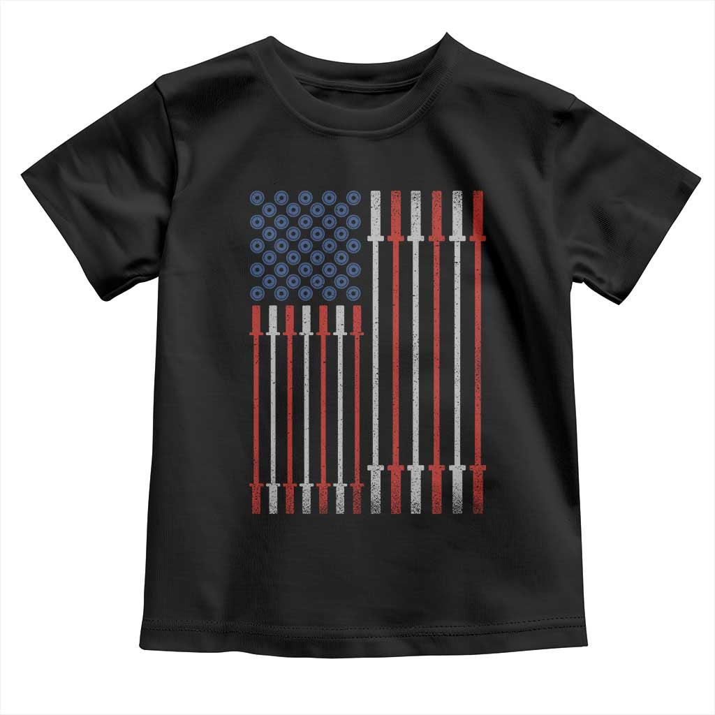 Fitness Gym Barbell Powerlifting Patriotic American Flag Toddler T Shirt - Wonder Print Shop