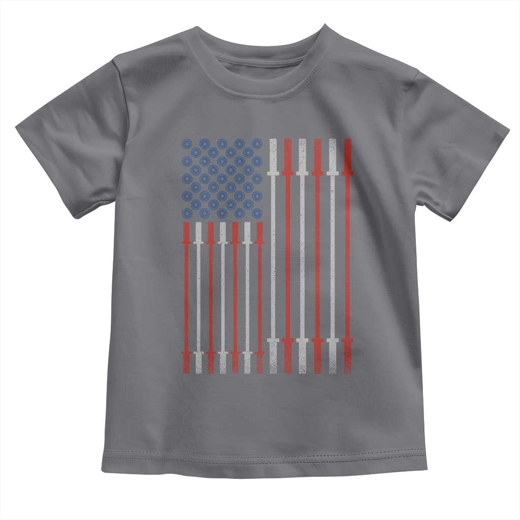Fitness Gym Barbell Powerlifting Patriotic American Flag Toddler T Shirt - Wonder Print Shop