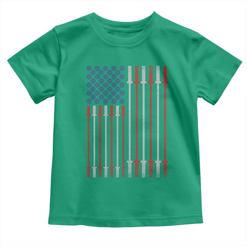 Fitness Gym Barbell Powerlifting Patriotic American Flag Toddler T Shirt - Wonder Print Shop