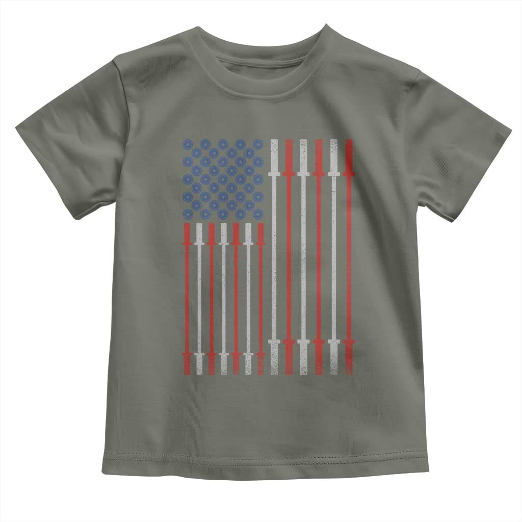Fitness Gym Barbell Powerlifting Patriotic American Flag Toddler T Shirt - Wonder Print Shop
