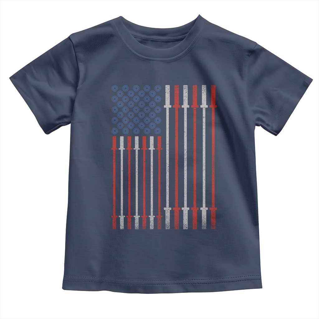 Fitness Gym Barbell Powerlifting Patriotic American Flag Toddler T Shirt - Wonder Print Shop