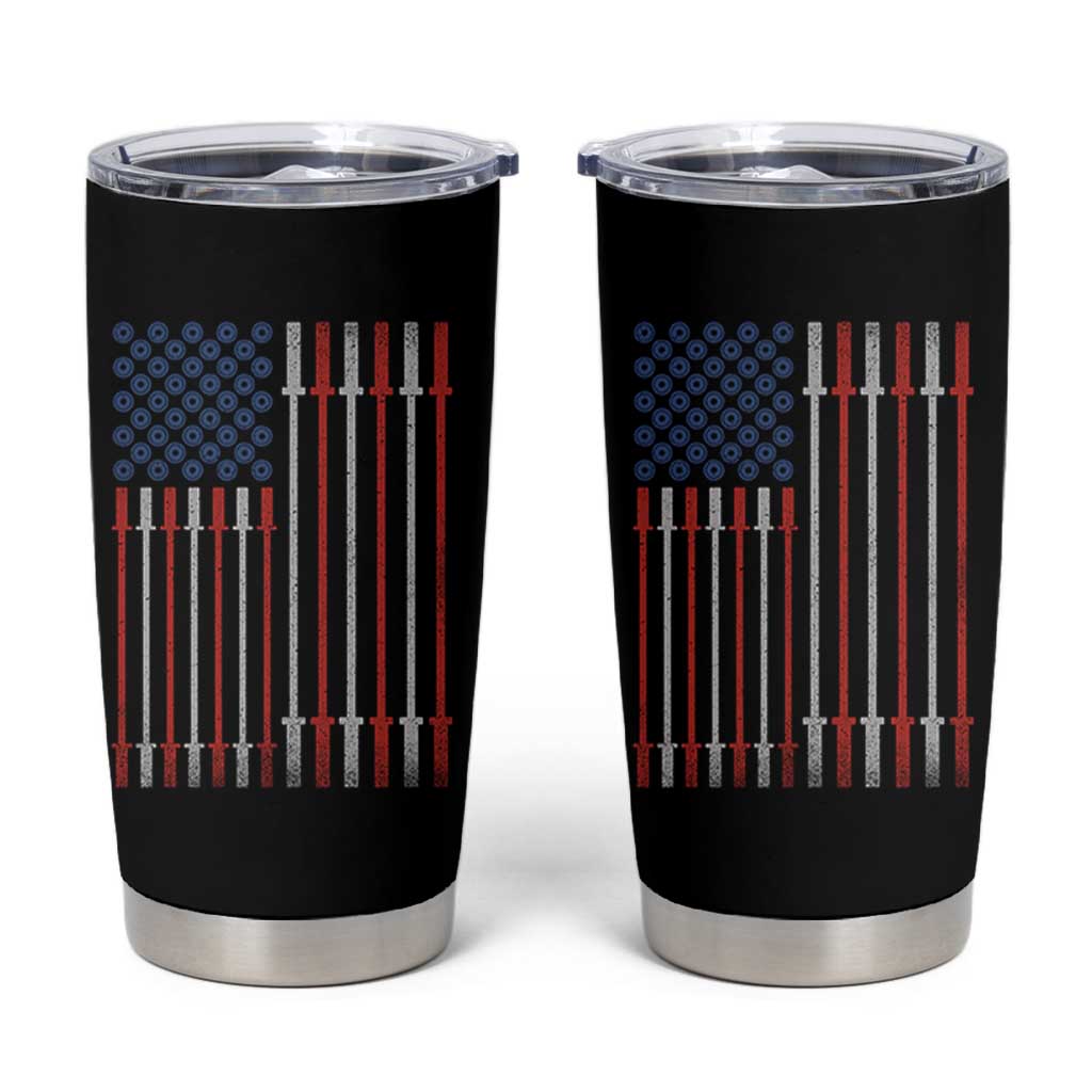 Fitness Gym Barbell Powerlifting Patriotic American Flag Tumbler Cup - Wonder Print Shop
