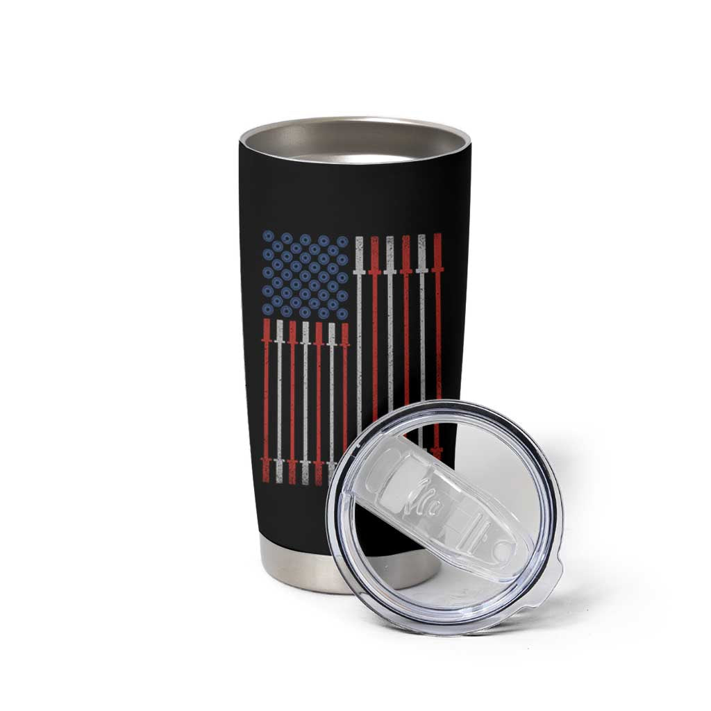 Fitness Gym Barbell Powerlifting Patriotic American Flag Tumbler Cup - Wonder Print Shop