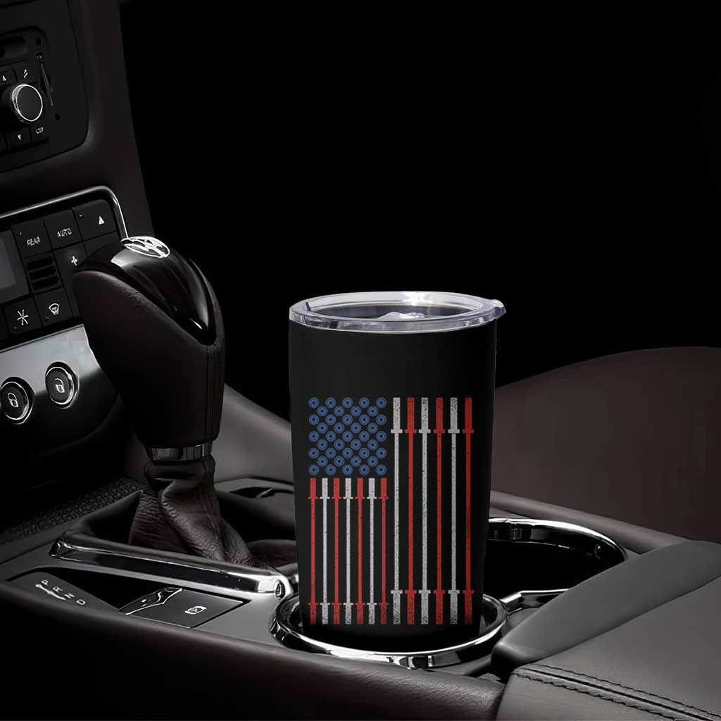 Fitness Gym Barbell Powerlifting Patriotic American Flag Tumbler Cup - Wonder Print Shop