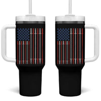 Fitness Gym Barbell Powerlifting Patriotic American Flag Tumbler With Handle - Wonder Print Shop