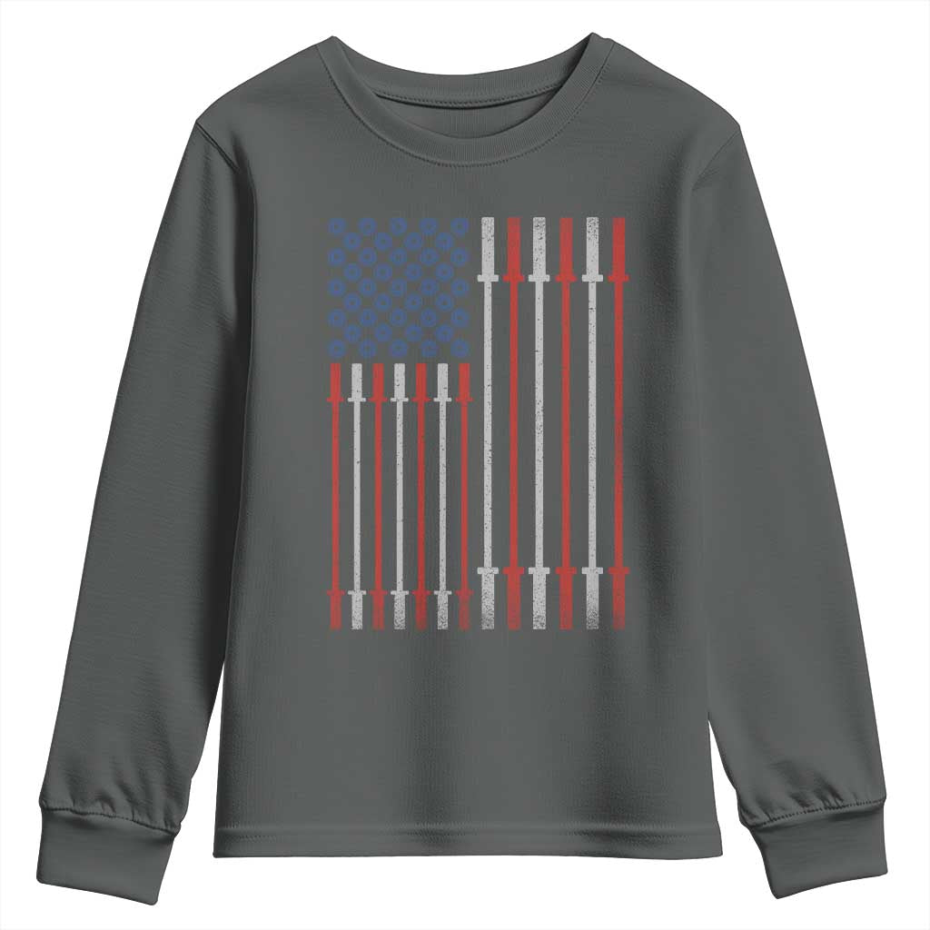 Fitness Gym Barbell Powerlifting Patriotic American Flag Youth Sweatshirt - Wonder Print Shop