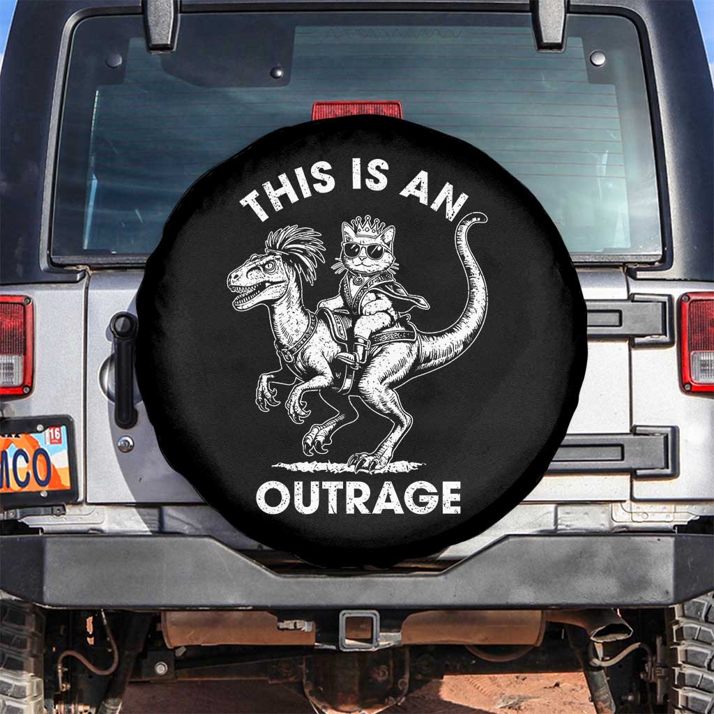 Dungeon Cat This Is An Outrage Spare Tire Cover Funny Princess Cat Riding Dinosaur - Wonder Print Shop