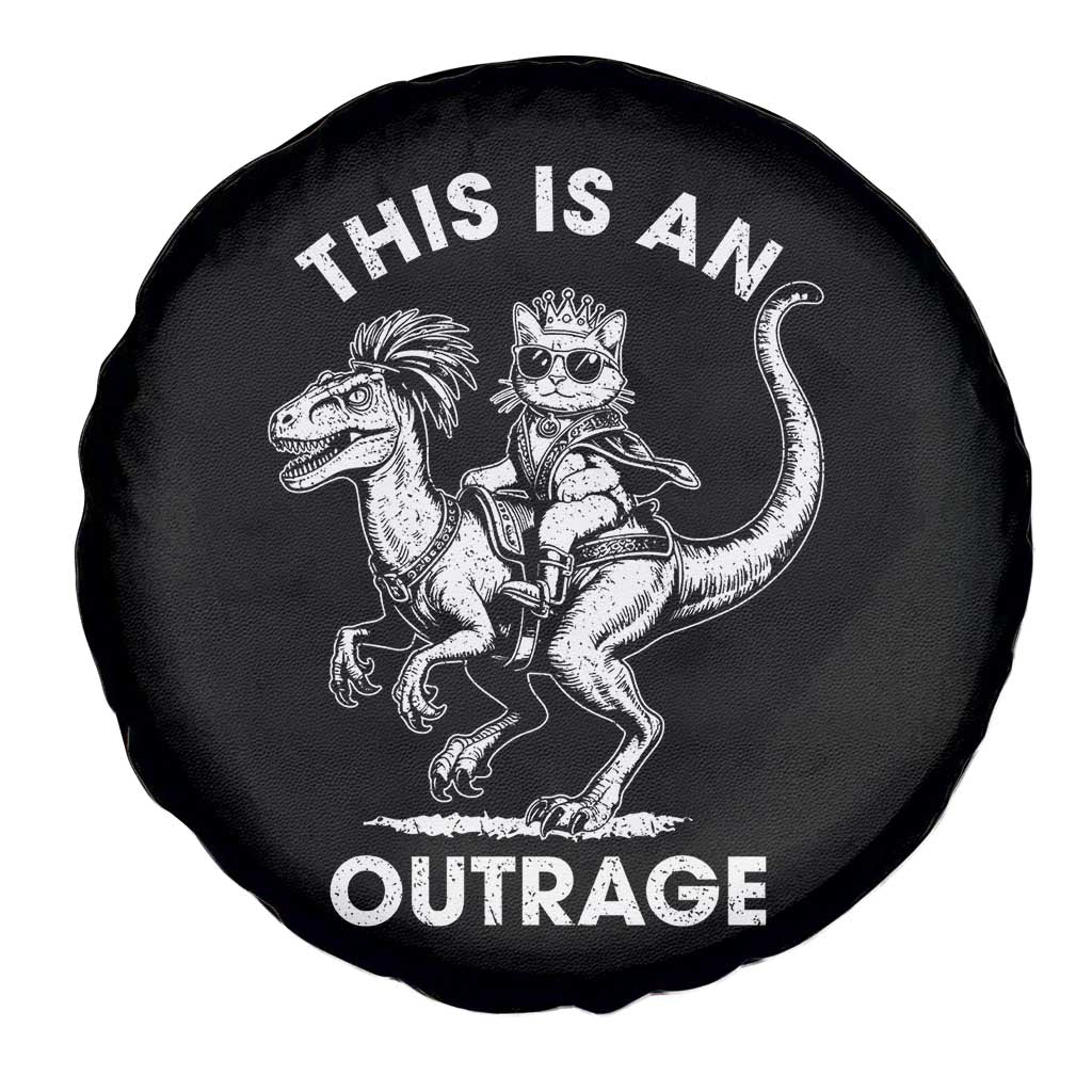Dungeon Cat This Is An Outrage Spare Tire Cover Funny Princess Cat Riding Dinosaur - Wonder Print Shop