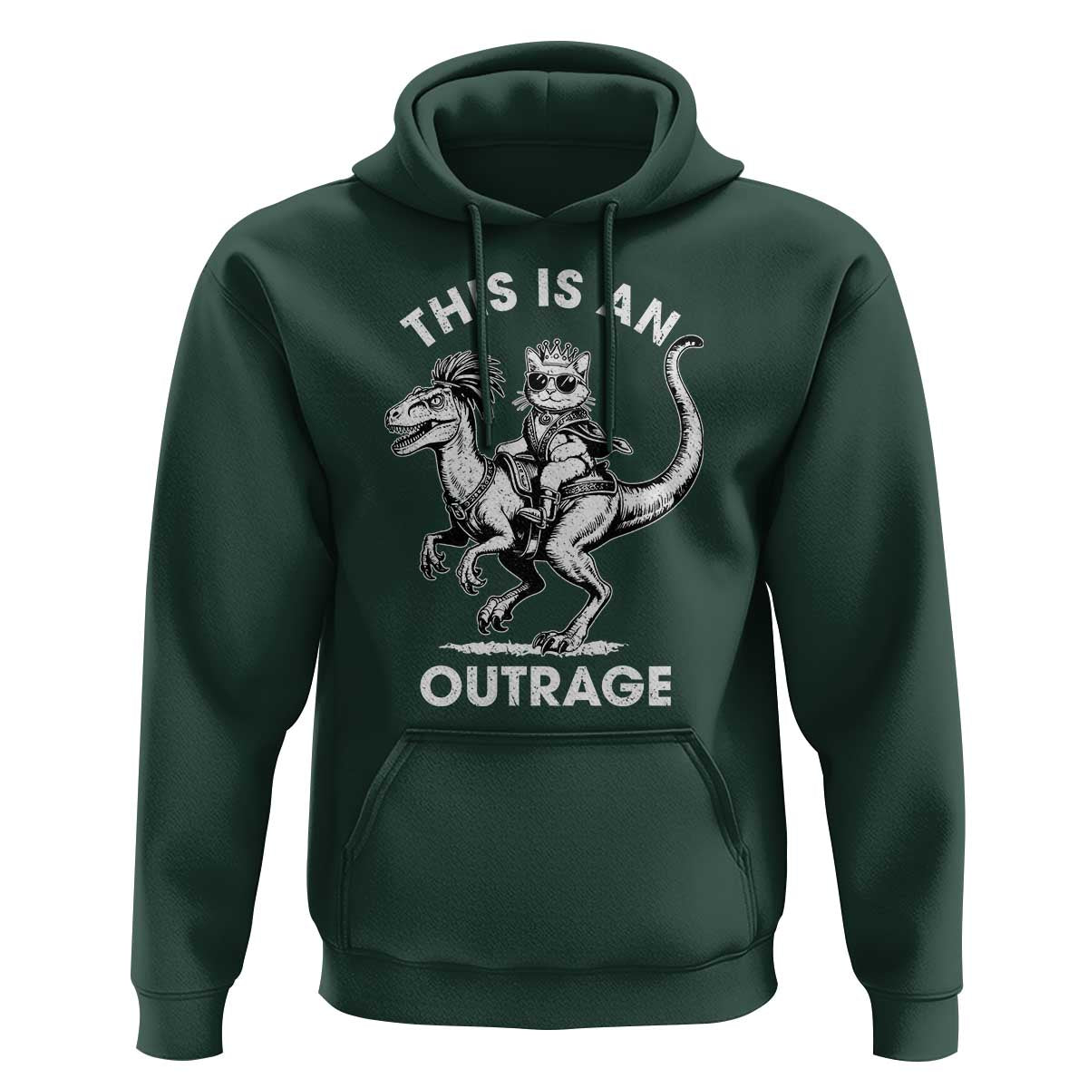 Dungeon Cat This Is An Outrage Hoodie Funny Princess Cat Riding Dinosaur - Wonder Print Shop