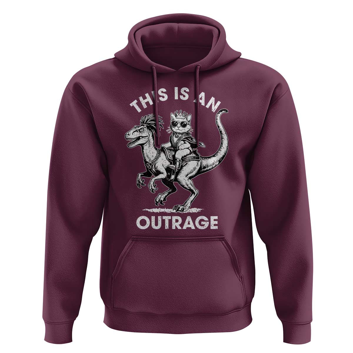 Dungeon Cat This Is An Outrage Hoodie Funny Princess Cat Riding Dinosaur - Wonder Print Shop