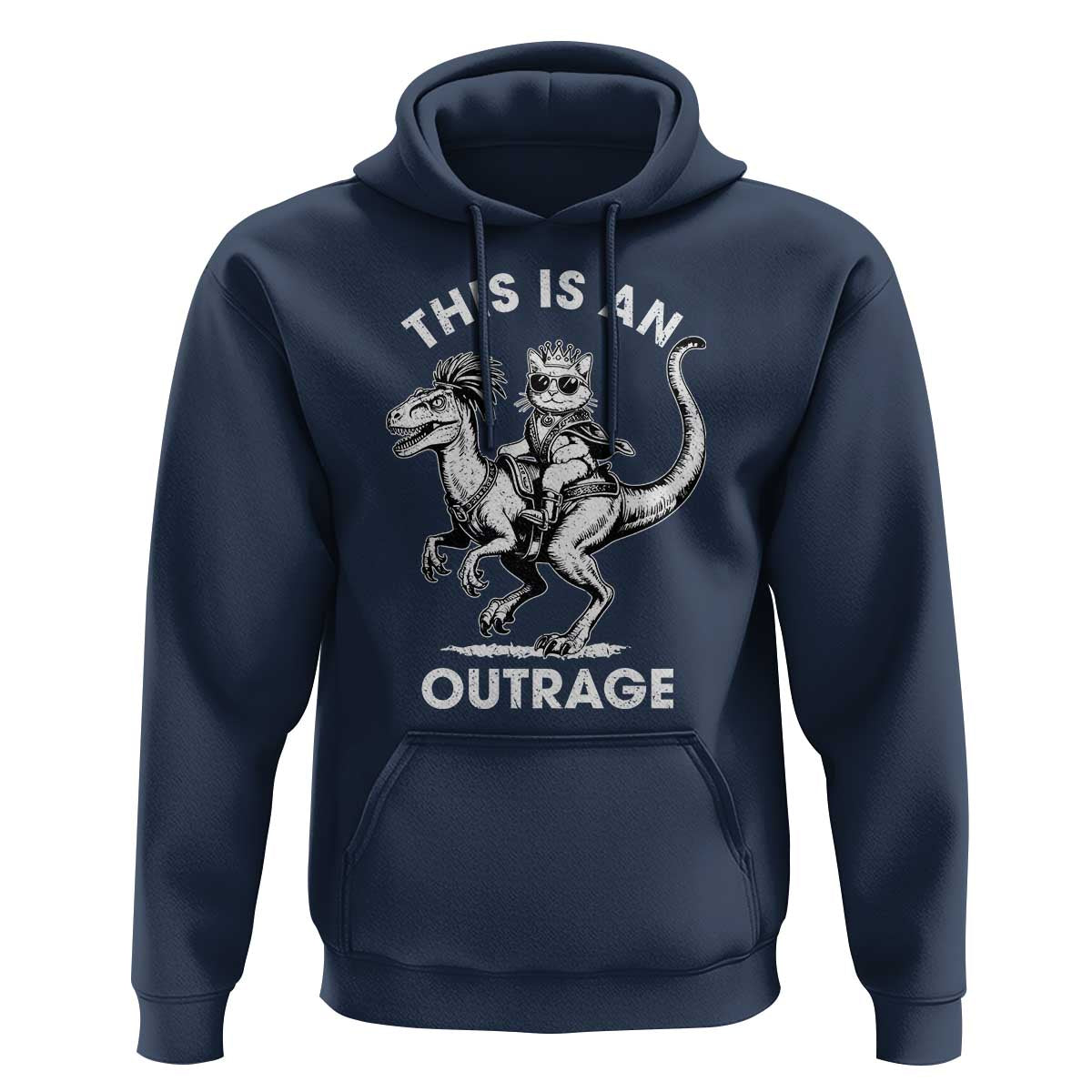 Dungeon Cat This Is An Outrage Hoodie Funny Princess Cat Riding Dinosaur - Wonder Print Shop