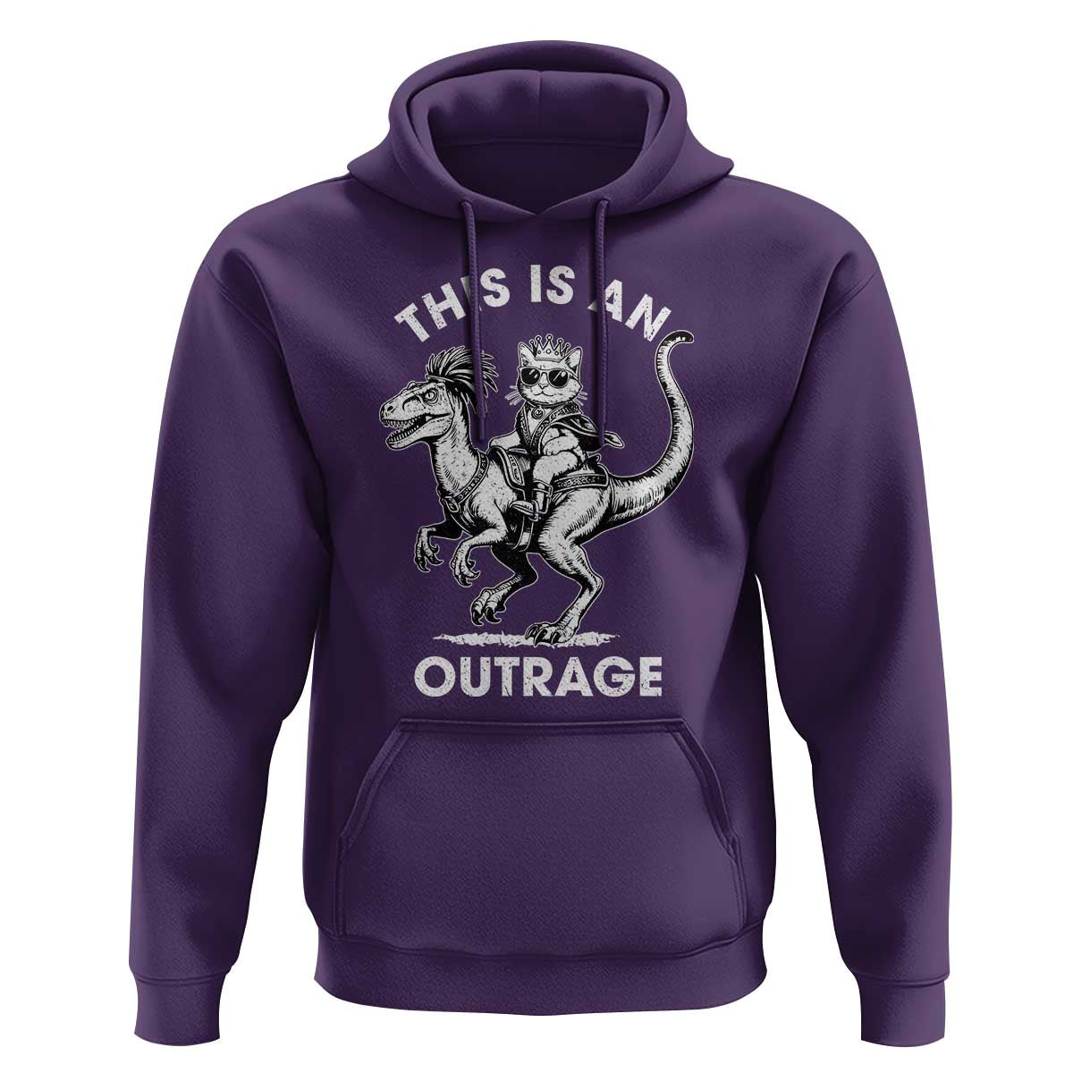 Dungeon Cat This Is An Outrage Hoodie Funny Princess Cat Riding Dinosaur - Wonder Print Shop