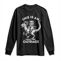 Dungeon Cat This Is An Outrage Long Sleeve Shirt Funny Princess Cat Riding Dinosaur - Wonder Print Shop