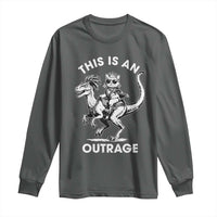 Dungeon Cat This Is An Outrage Long Sleeve Shirt Funny Princess Cat Riding Dinosaur - Wonder Print Shop