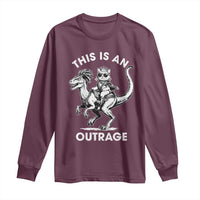 Dungeon Cat This Is An Outrage Long Sleeve Shirt Funny Princess Cat Riding Dinosaur - Wonder Print Shop