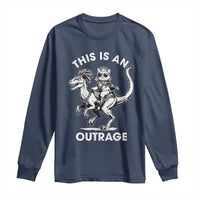 Dungeon Cat This Is An Outrage Long Sleeve Shirt Funny Princess Cat Riding Dinosaur - Wonder Print Shop