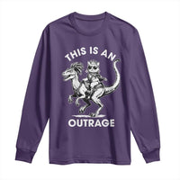 Dungeon Cat This Is An Outrage Long Sleeve Shirt Funny Princess Cat Riding Dinosaur - Wonder Print Shop