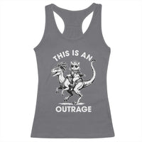 Dungeon Cat This Is An Outrage Racerback Tank Top Funny Princess Cat Riding Dinosaur - Wonder Print Shop