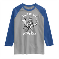Dungeon Cat This Is An Outrage Raglan Shirt Funny Princess Cat Riding Dinosaur - Wonder Print Shop