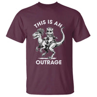 Dungeon Cat This Is An Outrage T Shirt Funny Princess Cat Riding Dinosaur - Wonder Print Shop