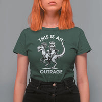 Dungeon Cat This Is An Outrage T Shirt For Women Funny Princess Cat Riding Dinosaur - Wonder Print Shop