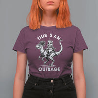 Dungeon Cat This Is An Outrage T Shirt For Women Funny Princess Cat Riding Dinosaur - Wonder Print Shop