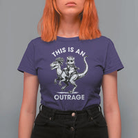 Dungeon Cat This Is An Outrage T Shirt For Women Funny Princess Cat Riding Dinosaur - Wonder Print Shop