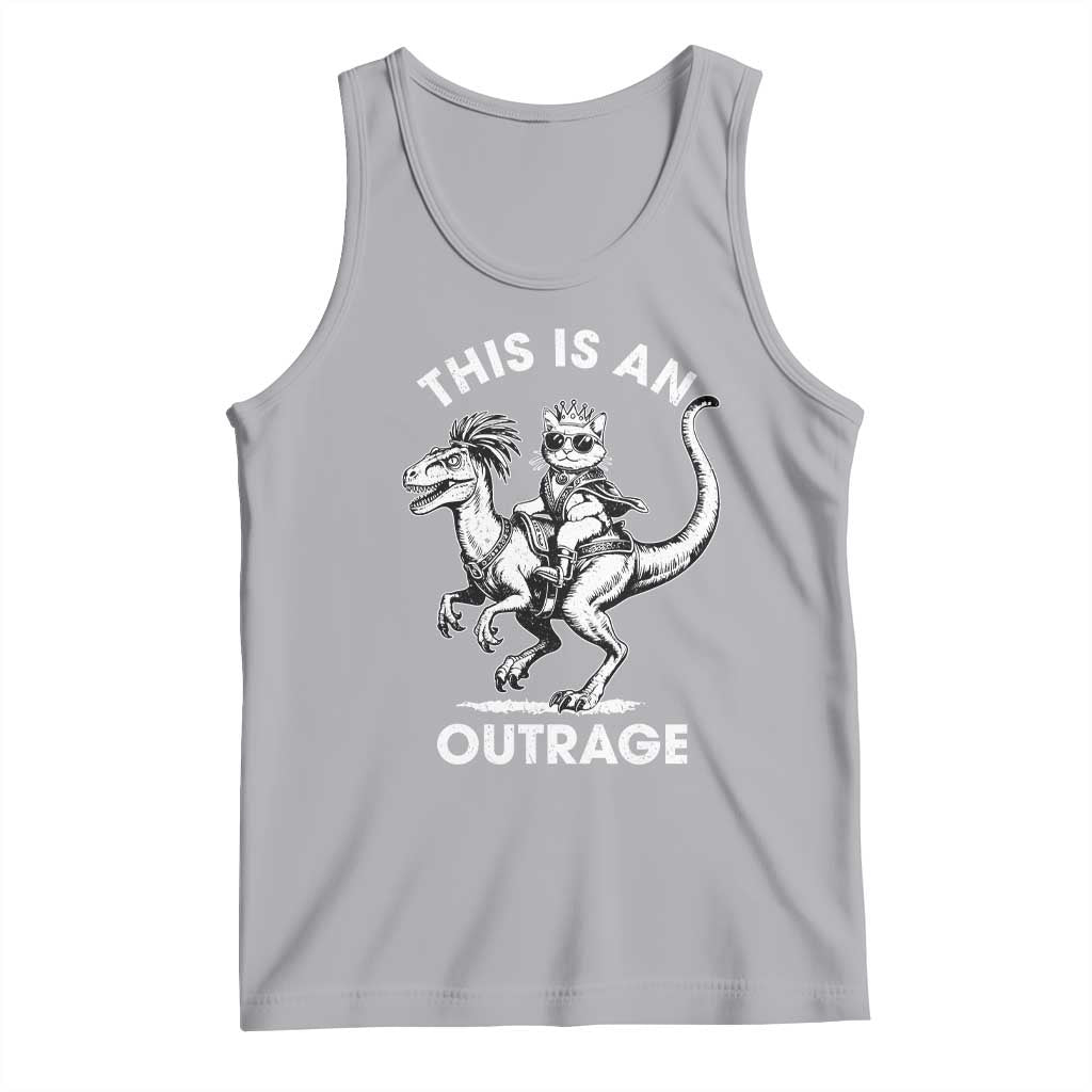 Dungeon Cat This Is An Outrage Tank Top Funny Princess Cat Riding Dinosaur - Wonder Print Shop