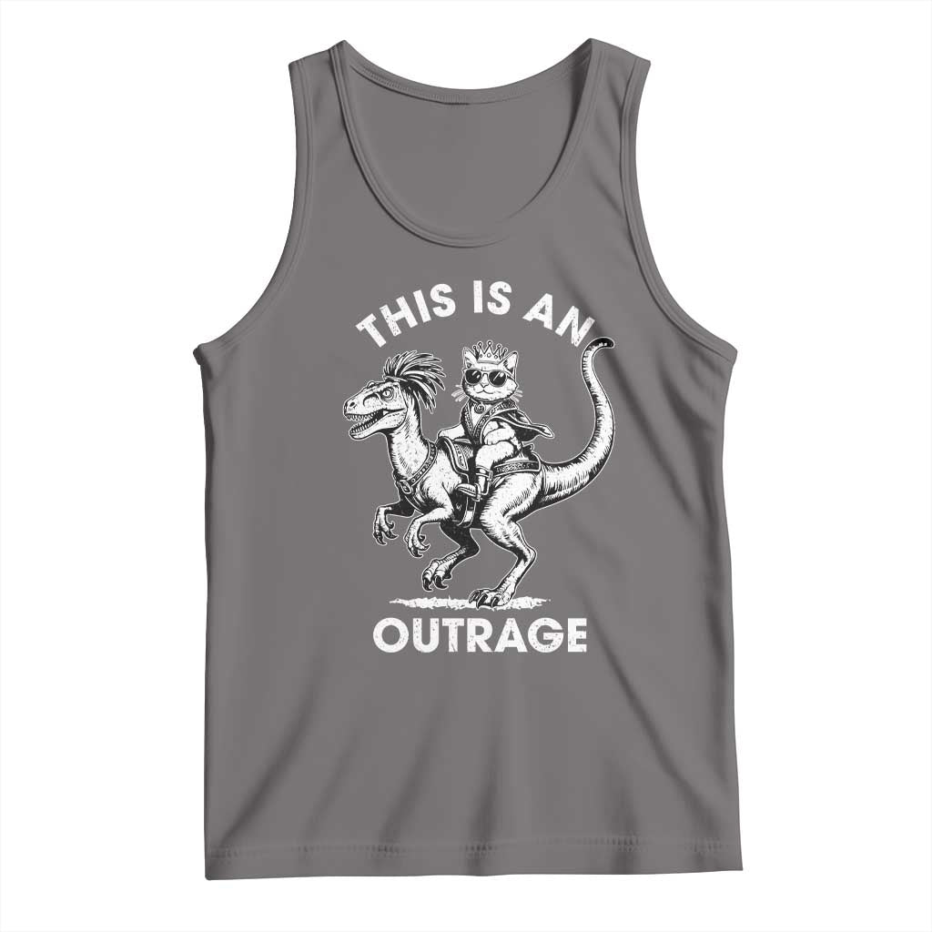 Dungeon Cat This Is An Outrage Tank Top Funny Princess Cat Riding Dinosaur - Wonder Print Shop