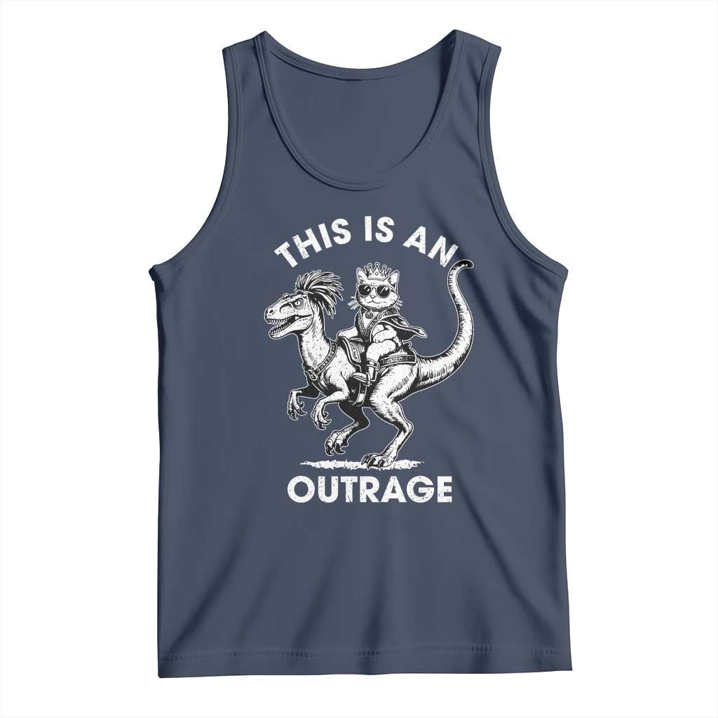 Dungeon Cat This Is An Outrage Tank Top Funny Princess Cat Riding Dinosaur - Wonder Print Shop