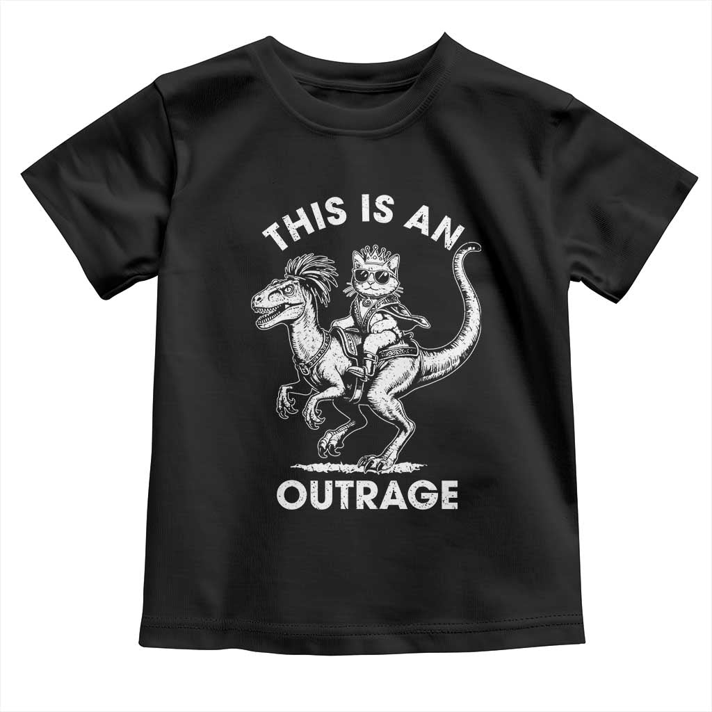 Dungeon Cat This Is An Outrage Toddler T Shirt Funny Princess Cat Riding Dinosaur - Wonder Print Shop