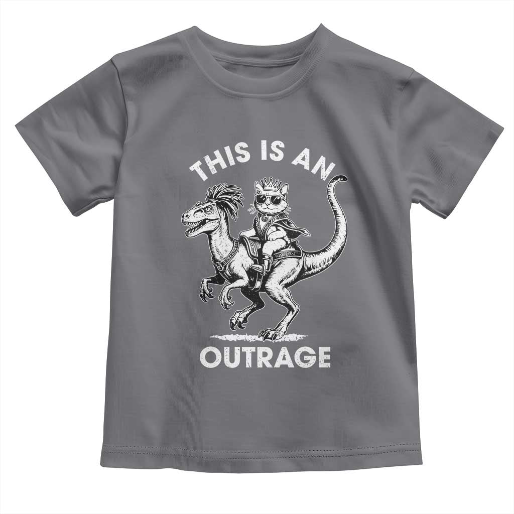 Dungeon Cat This Is An Outrage Toddler T Shirt Funny Princess Cat Riding Dinosaur - Wonder Print Shop