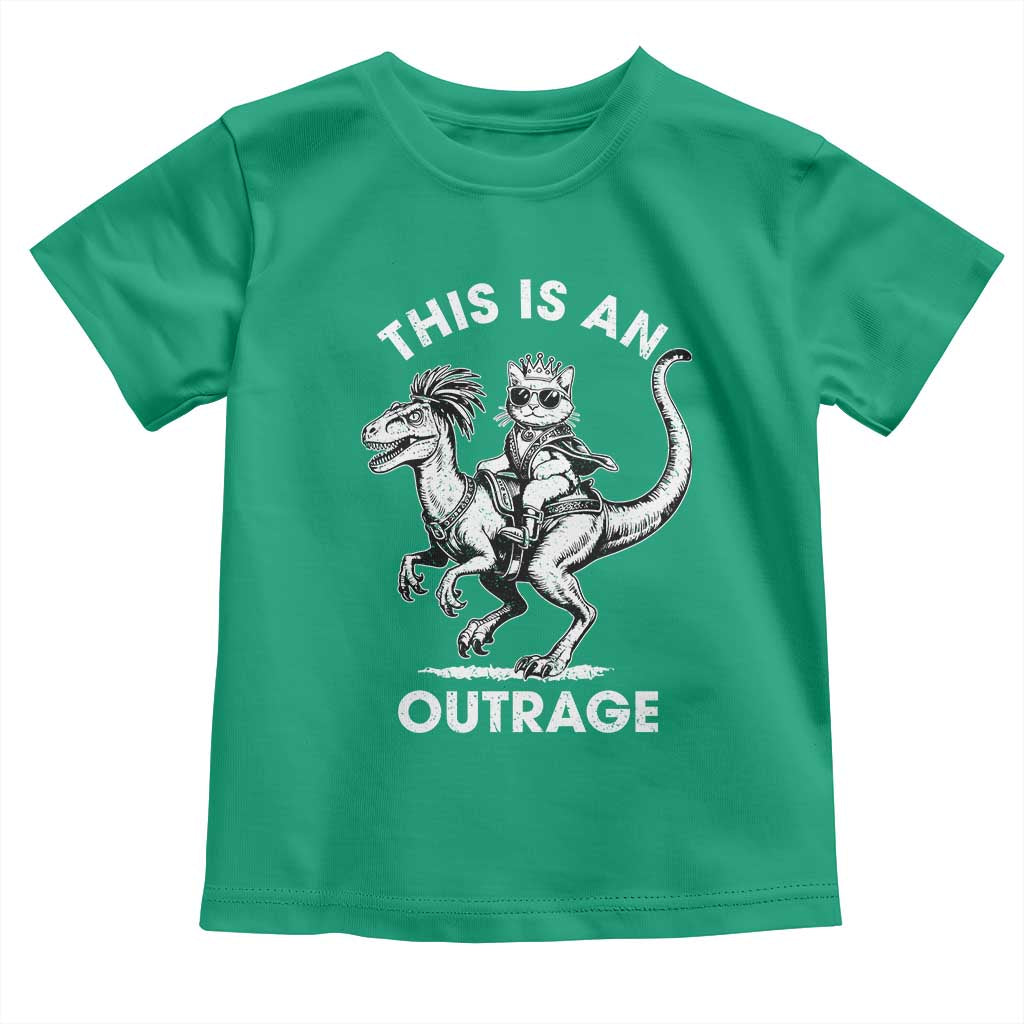 Dungeon Cat This Is An Outrage Toddler T Shirt Funny Princess Cat Riding Dinosaur - Wonder Print Shop