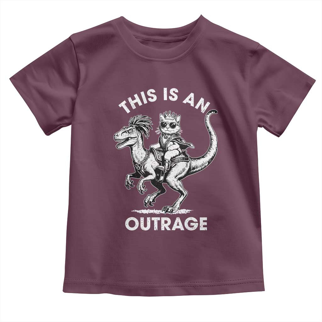 Dungeon Cat This Is An Outrage Toddler T Shirt Funny Princess Cat Riding Dinosaur - Wonder Print Shop