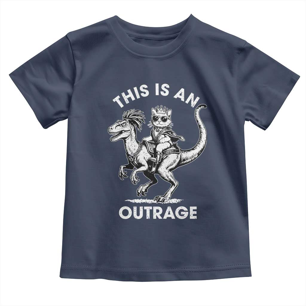 Dungeon Cat This Is An Outrage Toddler T Shirt Funny Princess Cat Riding Dinosaur - Wonder Print Shop