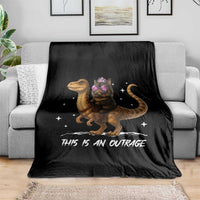Dungeon Cat This Is An Outrage Throw Blanket Funny Princess Kitten Dinosaur - Wonder Print Shop