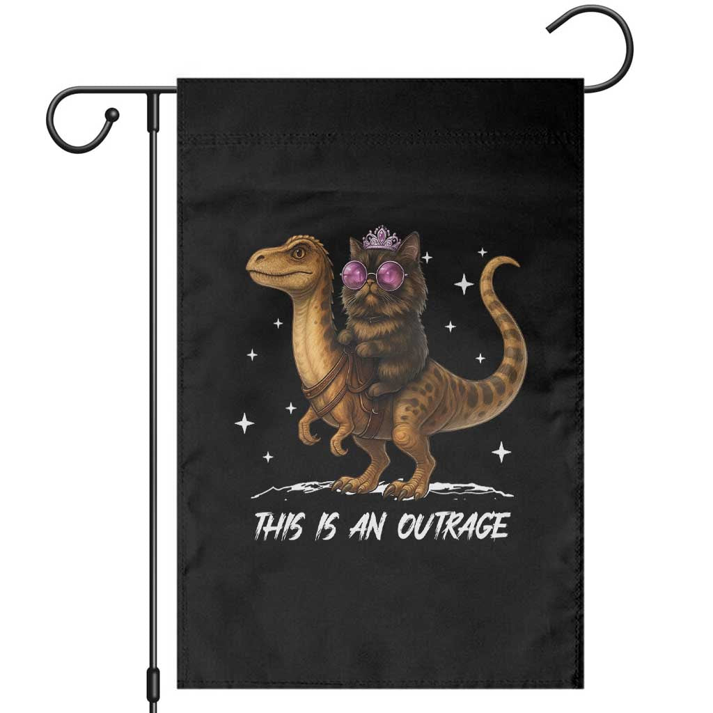 Dungeon Cat This Is An Outrage Garden Flag Funny Princess Kitten Dinosaur - Wonder Print Shop