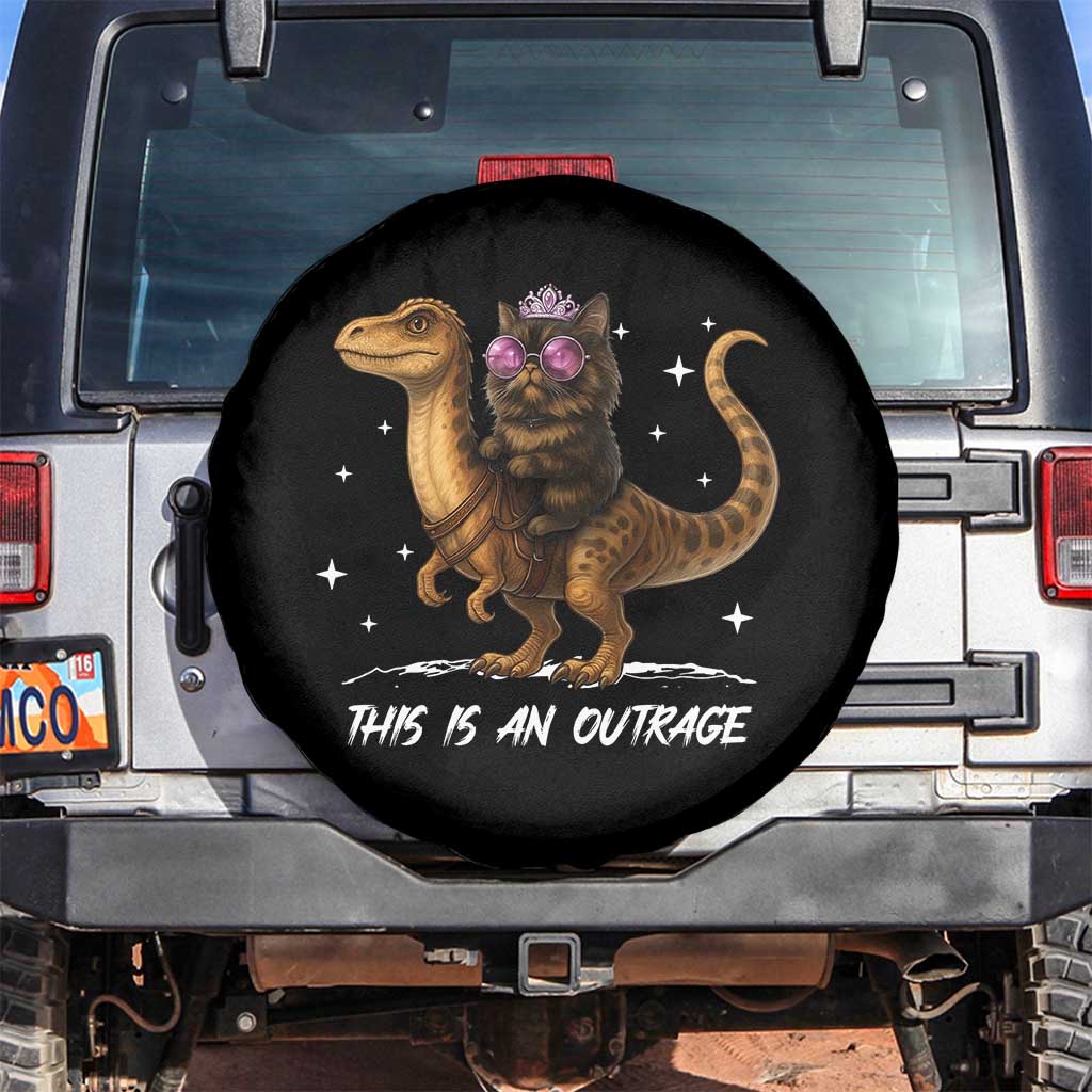Dungeon Cat This Is An Outrage Spare Tire Cover Funny Princess Kitten Dinosaur - Wonder Print Shop