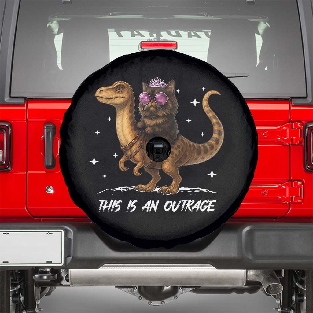 Dungeon Cat This Is An Outrage Spare Tire Cover Funny Princess Kitten Dinosaur - Wonder Print Shop