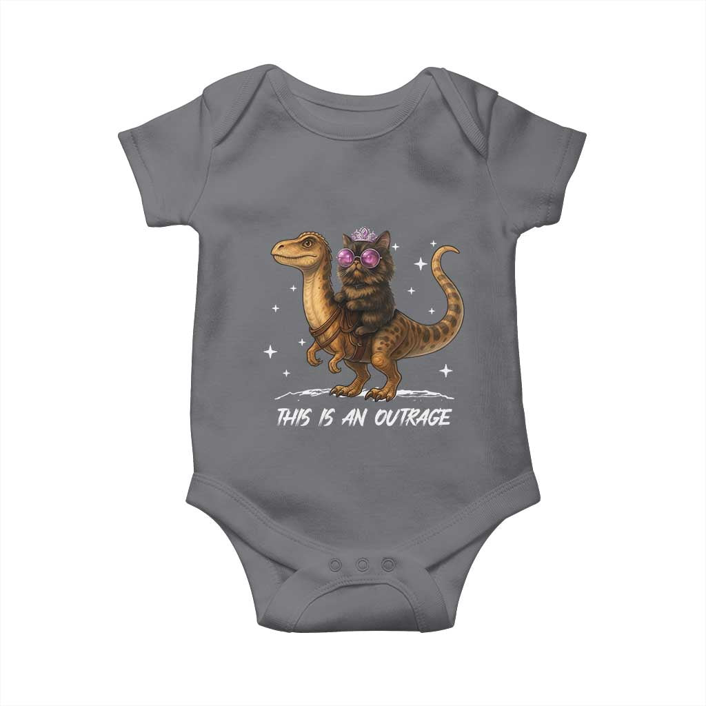 Dungeon Cat This Is An Outrage Baby Onesie Funny Princess Kitten Dinosaur - Wonder Print Shop
