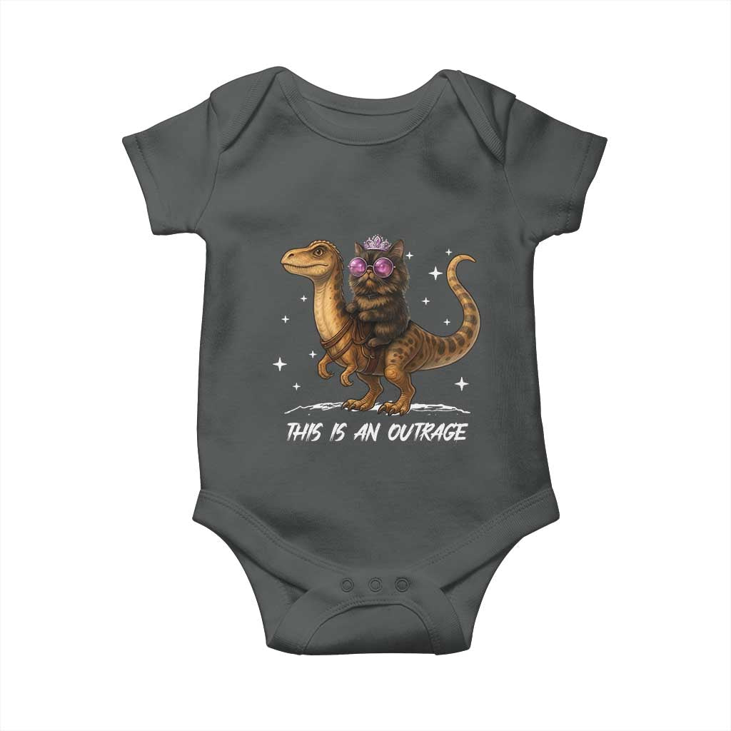 Dungeon Cat This Is An Outrage Baby Onesie Funny Princess Kitten Dinosaur - Wonder Print Shop