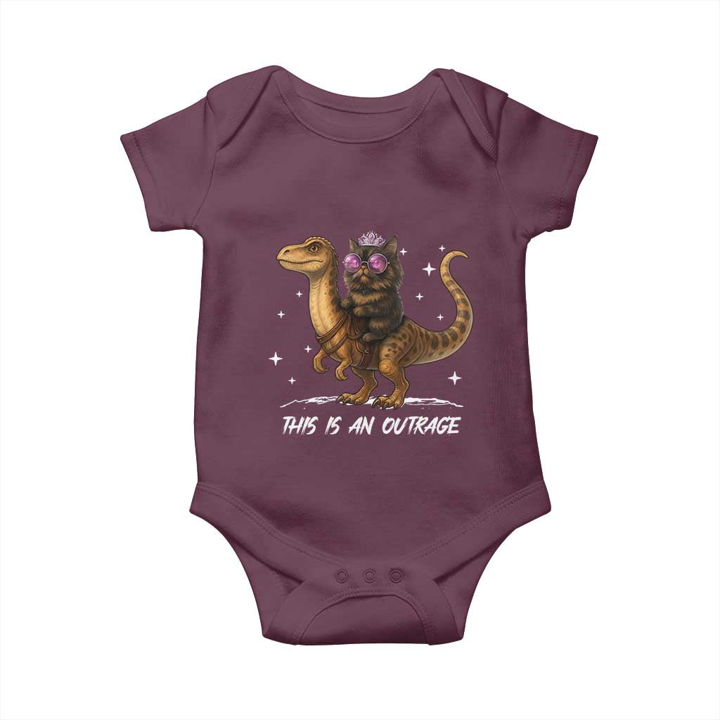 Dungeon Cat This Is An Outrage Baby Onesie Funny Princess Kitten Dinosaur - Wonder Print Shop
