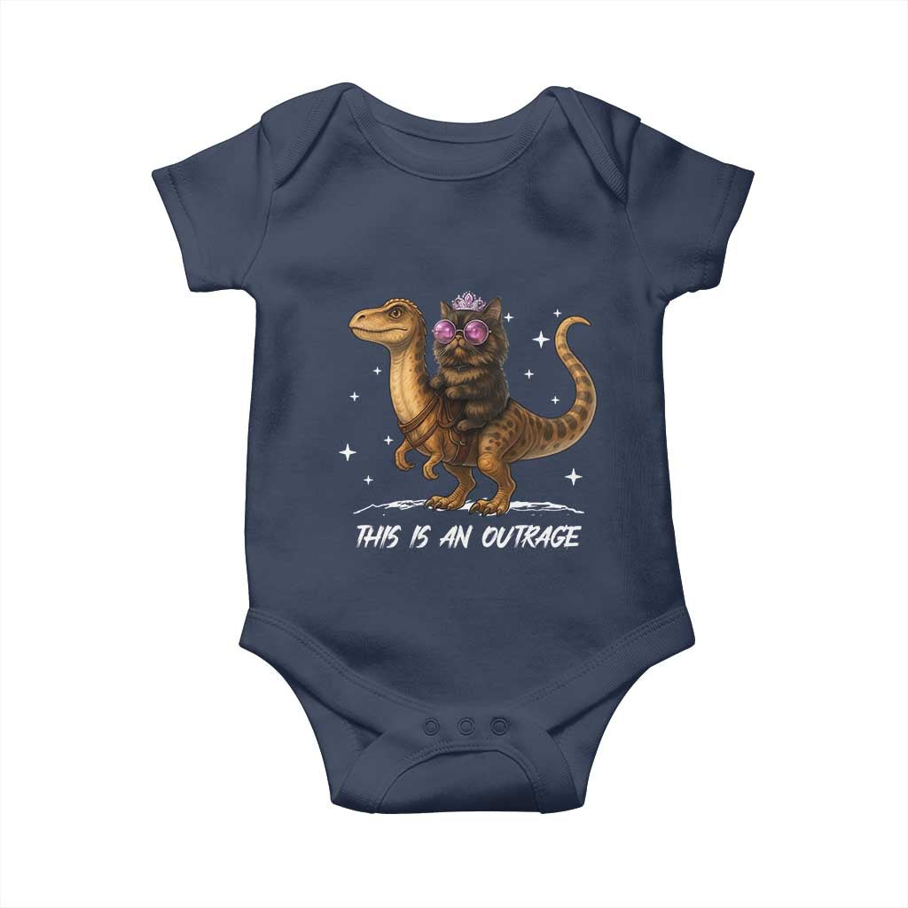 Dungeon Cat This Is An Outrage Baby Onesie Funny Princess Kitten Dinosaur - Wonder Print Shop