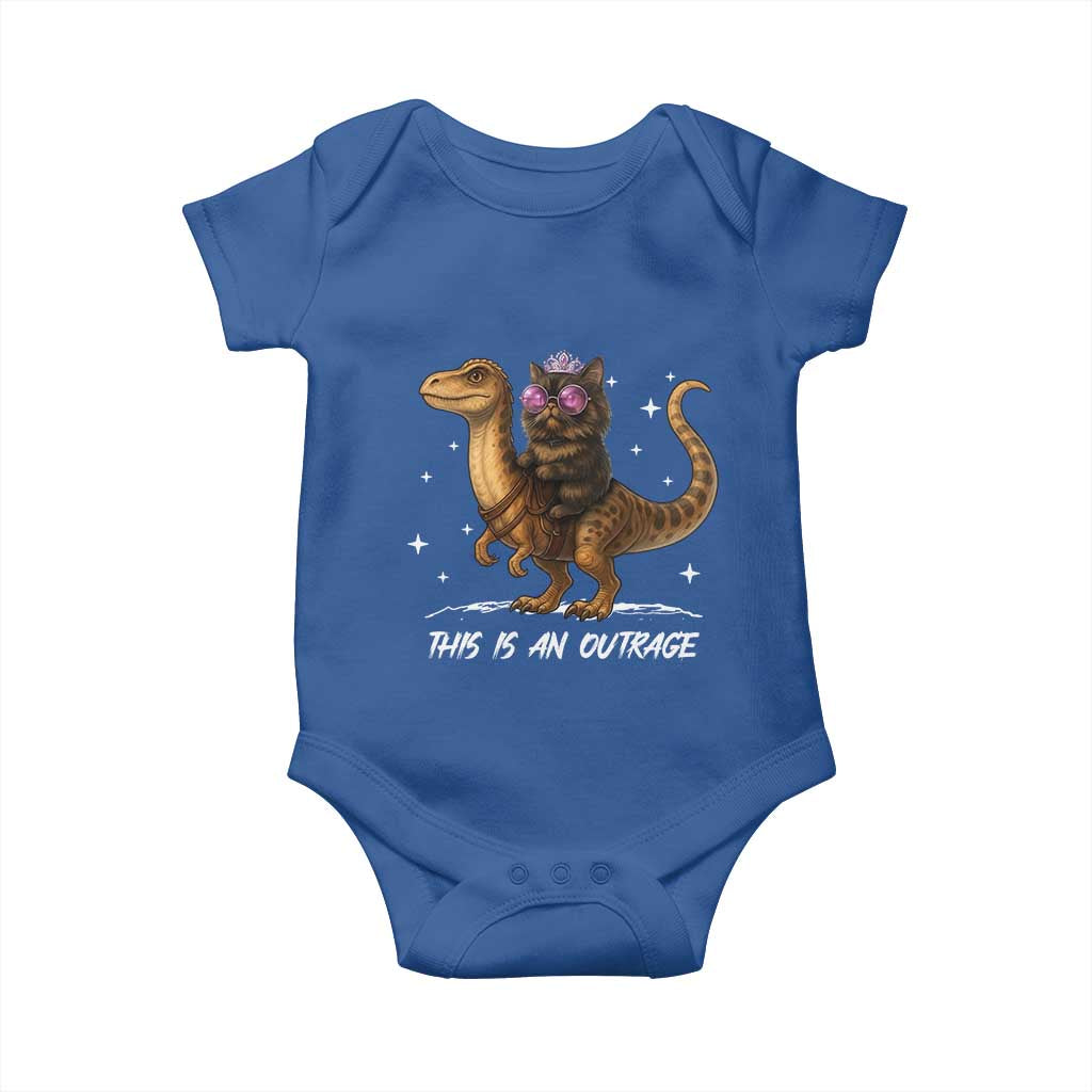 Dungeon Cat This Is An Outrage Baby Onesie Funny Princess Kitten Dinosaur - Wonder Print Shop