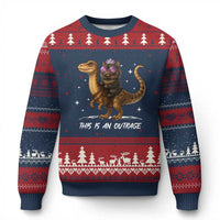 Dungeon Cat This Is An Outrage Ugly Christmas Sweater Funny Princess Kitten Dinosaur - Wonder Print Shop