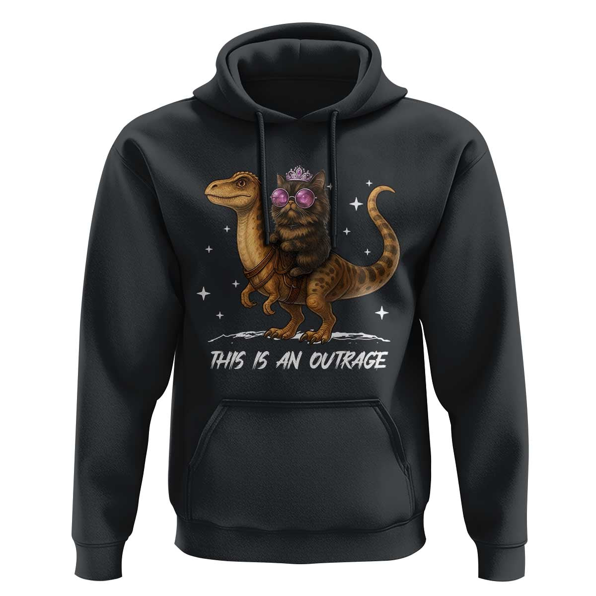 Dungeon Cat This Is An Outrage Hoodie Funny Princess Kitten Dinosaur - Wonder Print Shop