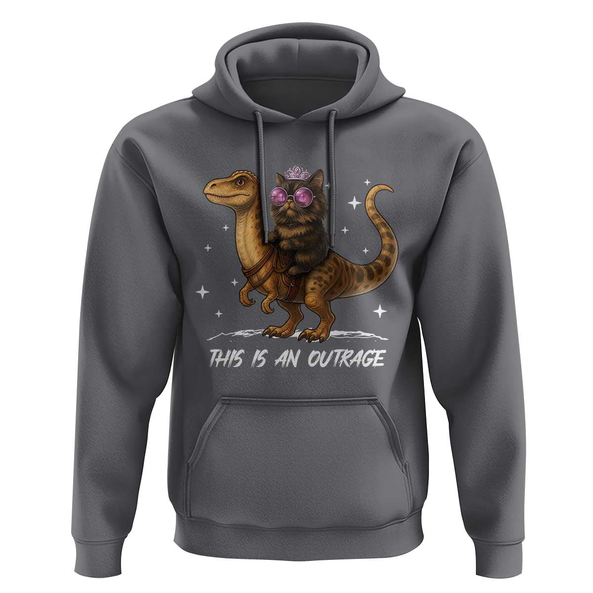 Dungeon Cat This Is An Outrage Hoodie Funny Princess Kitten Dinosaur - Wonder Print Shop