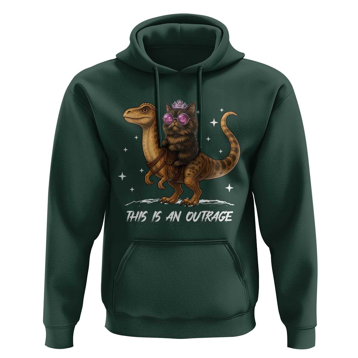 Dungeon Cat This Is An Outrage Hoodie Funny Princess Kitten Dinosaur - Wonder Print Shop