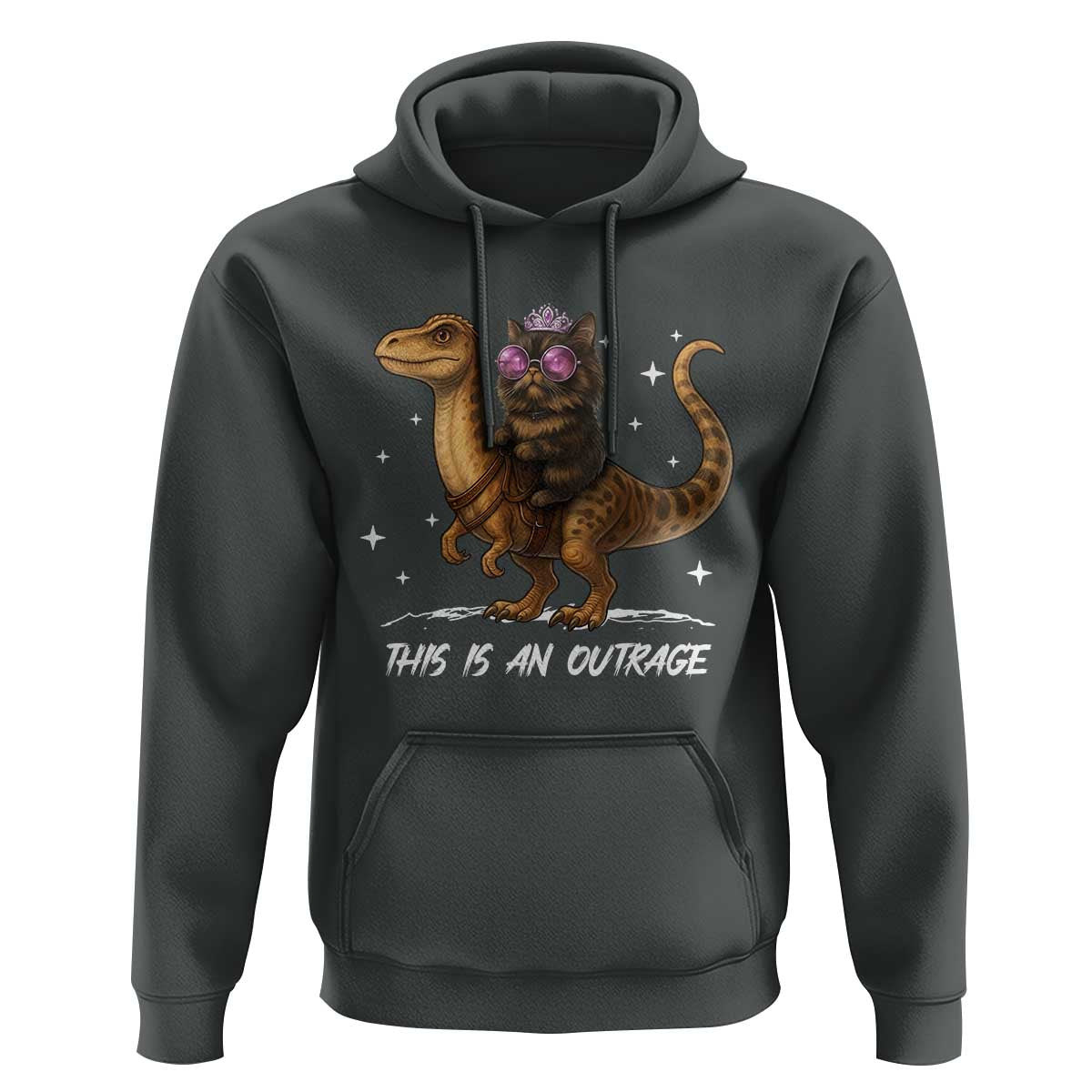 Dungeon Cat This Is An Outrage Hoodie Funny Princess Kitten Dinosaur - Wonder Print Shop