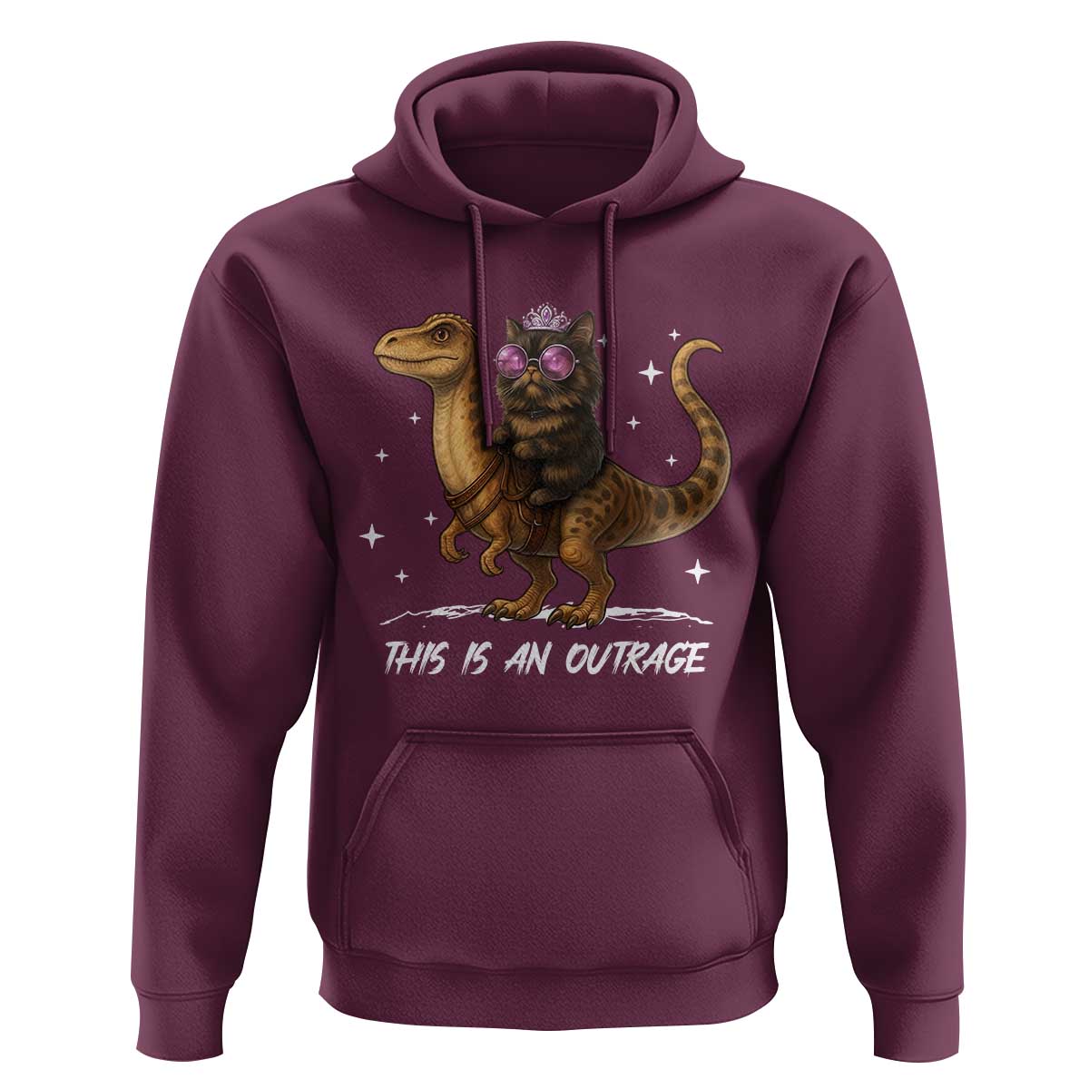 Dungeon Cat This Is An Outrage Hoodie Funny Princess Kitten Dinosaur - Wonder Print Shop